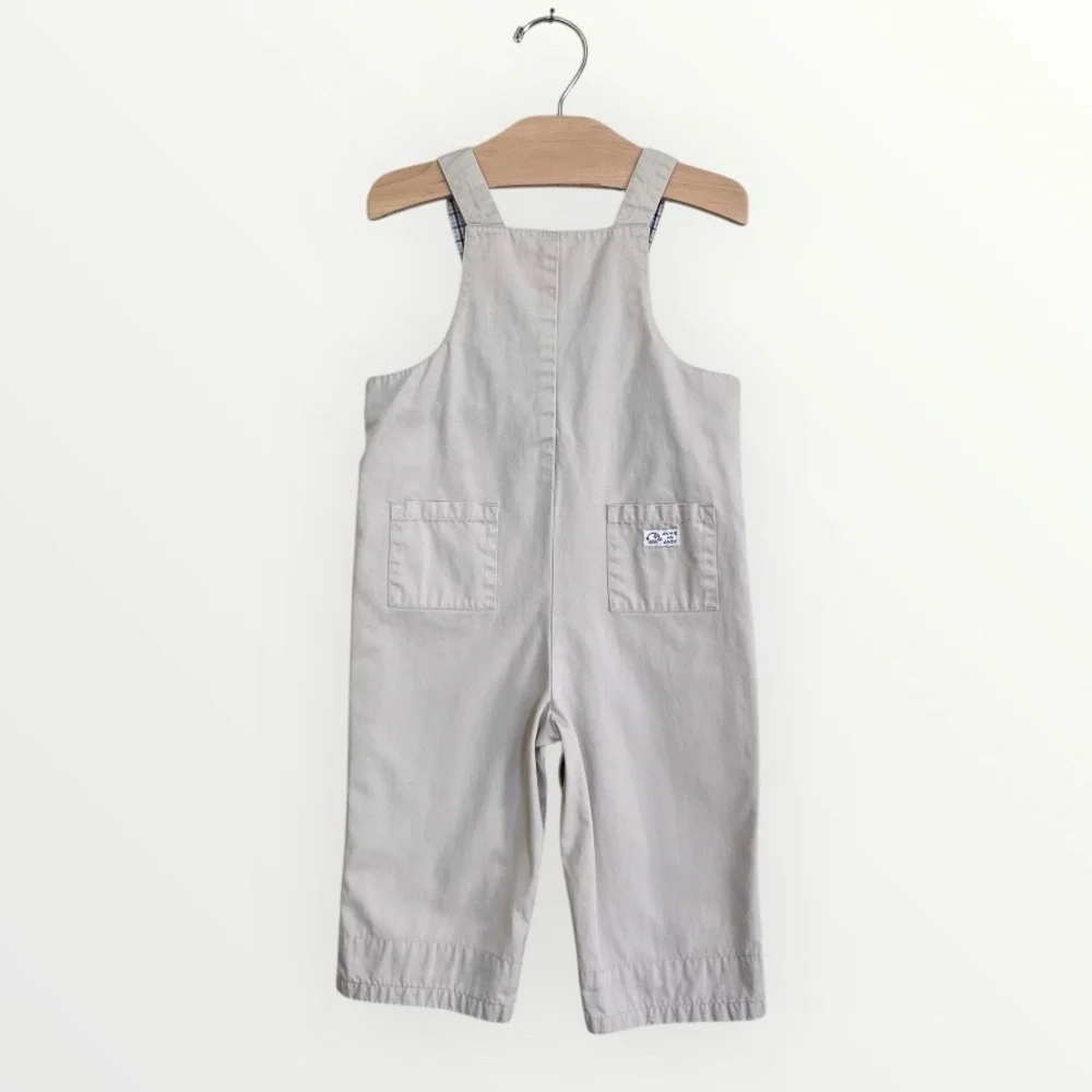 Janie & Jack Zoo Animal Overalls Baby Boys 6-12M Beige Cotton